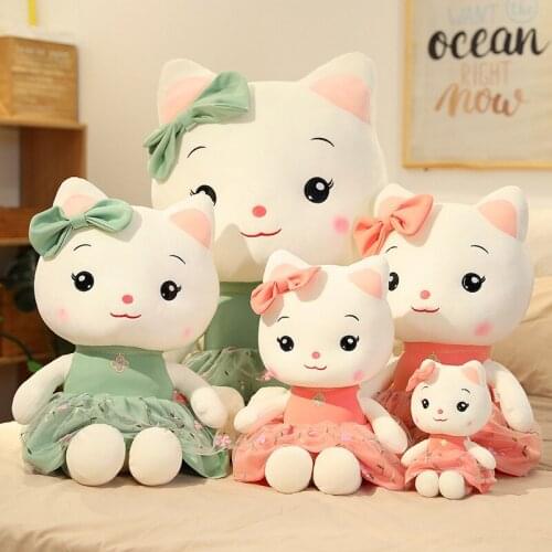 35-65cm Big Size Cute Cat Plush Toys Stuffed Animals Anime Soft Doll For Kids Lovely Sleep Pillow Baby Christmas Gift For Girls
