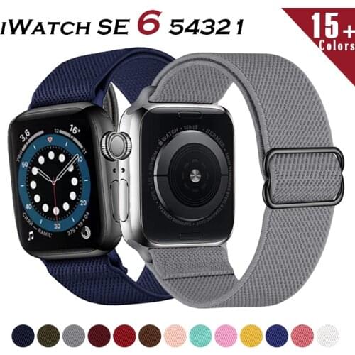 Strap for Apple watch band 44mm 40mm 38mm 42mm Adjustable Elastic Nylon Braided solo Loop bracelet iWatch series 6 5 4 3 se