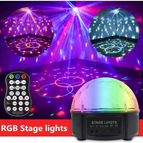 12 Color RGB LED Disco Ball Light with Bluetooth Music Player for Home Party DJ Dance Floor Strobe Stage Laser Projector Lamp
