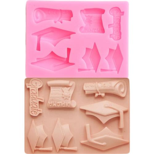 DIY Graduation Doctor Hat Silicone Mold Fondant Cake Decorating Tools Cupcake Chocolate Gumpaste Molds Candy Clay Resin Moulds
