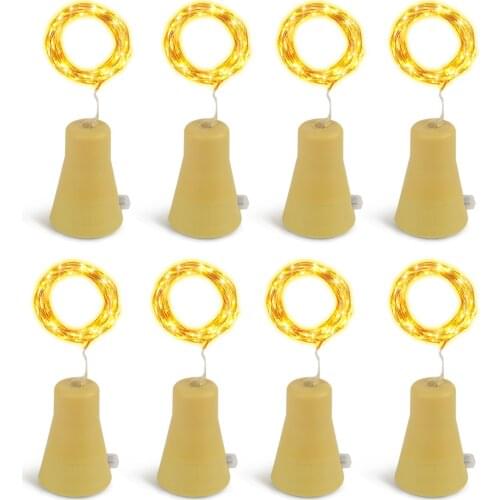 2M 20LED Solar Wine Bottle Fairy Garland Lights Cork Lights Christmas Decor Light Outdoor Waterproof Silver Wire String Lighting