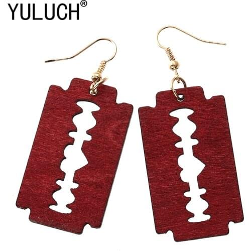 YULUCH Exotic 4 Colors Wood Toos Shape Pendant Accessories Earrings For Women Special Gifts
