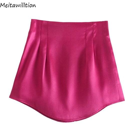 Women Summer High Waist Office Skirts Vintage Solid Soft Skirt Casual Slim Chic Skirt 2021 Sexy Side Zipper Mini Skirt