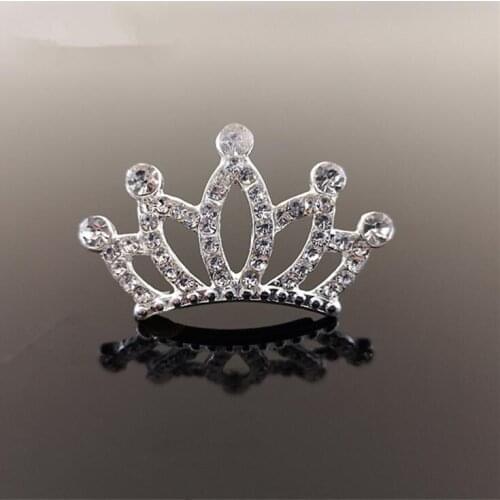 10pcs 2.4cm*4.0cm Silver Crown hair embellishment rhinestone button DIY hair accessories
