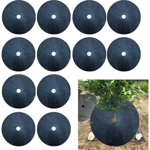 Weed Mat Covering Ring 12pcs Non-woven Fabric Tree Protection Color: Black For Vegetable Garden Control Anti Grass Cloth