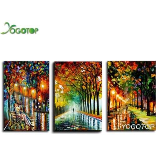 Street lover 3 Pieces Diamond Embroidery Full 5D DIY Diamond Painting Abstract Landscape,Mosaic,new year decoration ML859