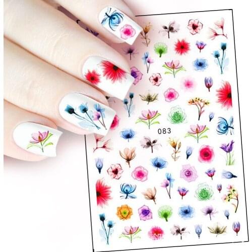Ink Flower Daisy adhesive 3d nail sticker foil nails art decoration cute cartoon designs nail decals manicure supplies tool