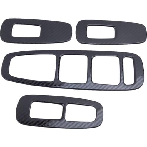 4pcs Inner Window Lift Switch Panel Trim Frame Cover Stainless Steel Black Carbon Fiber Style Fit For Hyundai Sonata 2020 2021