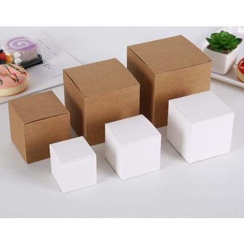 50pcs Small Kraft paper gift packaging box white package craft cardboard paper box packing handmade soap gift box