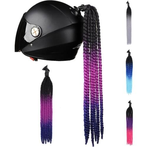 60cm Motorcycle Helmet Dreadlocks Ponytail Wig Helmet Dreadlocks Ponytail Braid Motocross Bicycle Helmet Hair Decoration