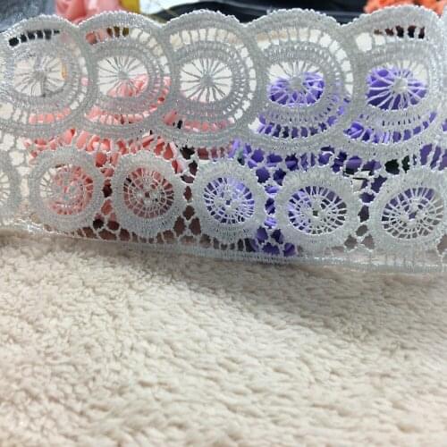 7cm High Quality Polyester White Water Soluble Chemical Lace Trims For African Sewing Garment Accessories Black Cord Lace15Yards