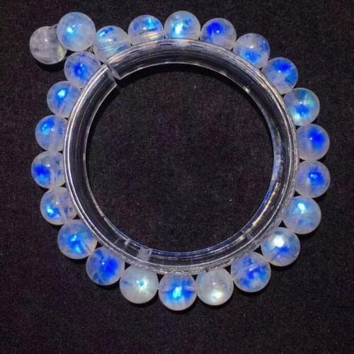 8mm 100% Natural Moonstone Blue Light Clear Round Beads Bracelet Women Men Fashion Jewelry Moonstone Beads AAAAA