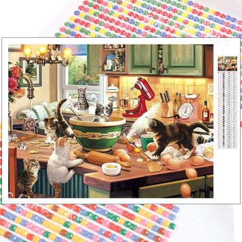 Diamond Painting Animal Cat Full Square Round Landscape Pet Family Kitchen 5D DIY Embroidery Complete Kit Mosaic Home Decor Gift