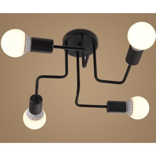 American Retro Creative Black Living Room Bedroom Ceiling Light Dining Room Lamp Bar Counter Iron Kitchen Ceiling Lamps