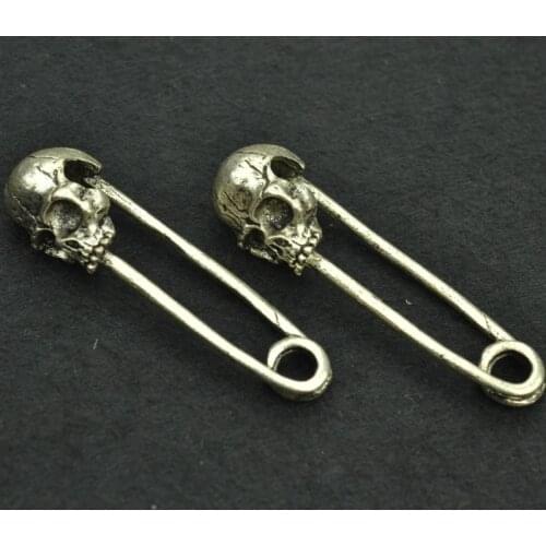 Free Shippin 5 pcs 49*14 mm antique silver color Alloy Skeleton charms Pendant Jewelry Findings J152