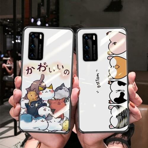 Animals Tempered Glass Case For Huawei P40 P30 Pro 2020 Cover black cases shockproof TPU frame +glass on P40 p30 Pro