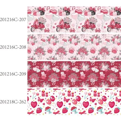 50 yards/lot) Wholesale price 7/8" pink flower and heart printed Valentines Day celebrate ribbon