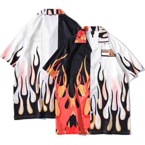 36 Styles Retro Fashion Printing Short-sleeved Shirt T-shirt Female Trend Loose Couple T-shirt Half-sleeved Oversized Shirt