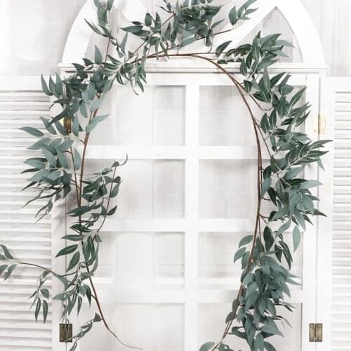 Fake Ivy Artificial Plants Willow Leaf Decoration Eucalyptus Garlandsimulation Wicker Green Leaf Wedding Garden Decoration 170cm