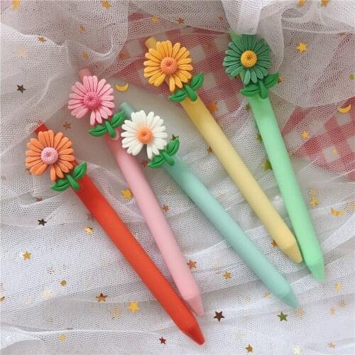 5 Pcs Stationery Kawaii Gel Pen School Office Supply Novel Creative Daisy Glitter Recreation Cute Gel Pen