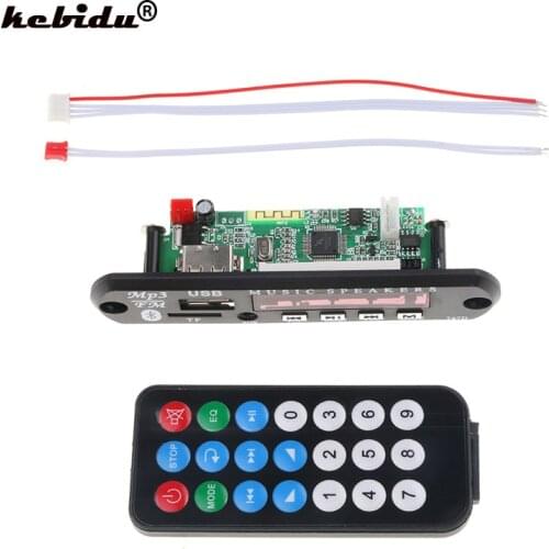 Kebidu Wireless Bluetooth MP3 Decoder Board Module for Car Audio USB TF FM Radio AUX 12V 24V + Remote Control for iPhone Huawei