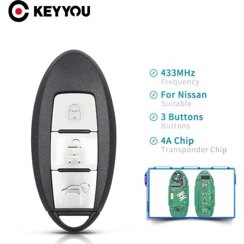 KEYYOU Smart Remote Control Key 3 Button 4A Chip Suit For NISSAN Qashqai X-Trail Door Controller Infiniti For Continontal 433MHz