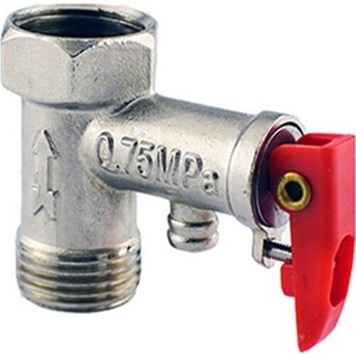 Red Lock Lever Silver Tone Metal Safety Valve 0.75Mpa for Electric Water Heater Special Pressure Reducing Valve