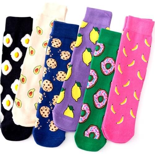 Candy Colorful Omelette Avocado Lemon Doughnut Banana Cartoon Women Socks Funny Casual Short Men Socks Happy Cotton Fruit Socks