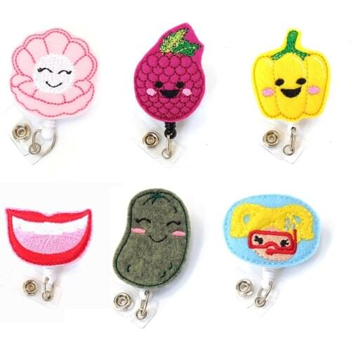 Mix Lovely Felt Vegetables Retractable Badge Reel Holder For Kids