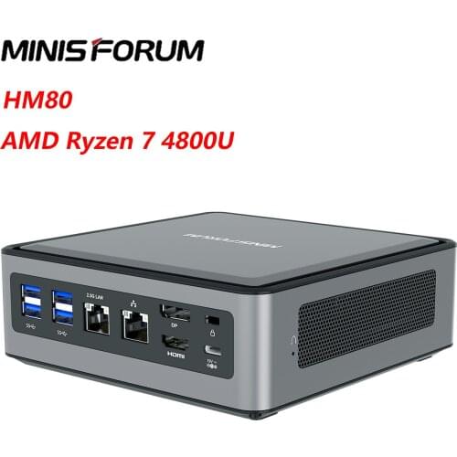 MINISFORUM HM80 AMD Ryzen 7 4800U Windows 10 Pro MINI PC DDR4 16GB RAM 256GB SSD WIFI BT Gaming Computer SATA HDD Pc Gamer
