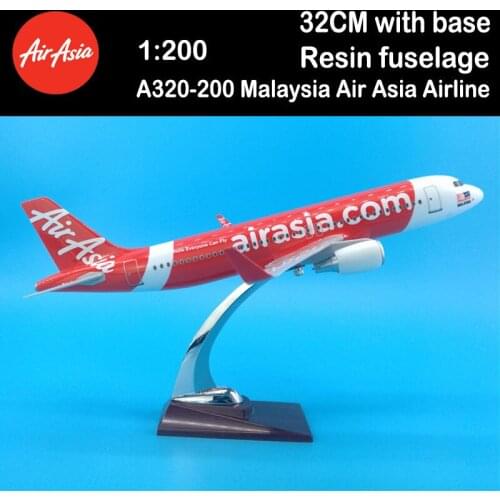 1:200 Airbus A320-200 Model Malaysia Air Asia Airline Base Alloy Resin Aircraft Plane Adult Gift Toy Airliner Collection Display