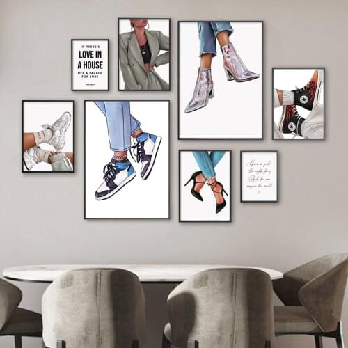 Fashion Girl High Heels Shoes Quote Wall Art Canvas Painting Nordic Posters And Prints Wall Pictures For Living Room Shop Decor