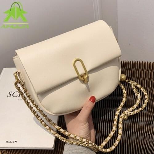 Fashion Lady Saddle Bag High Quality The New Solid Color PU Leather Crossbody Bags Designer Handbag Chain Shoulder Messenger Bag