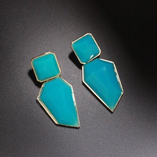 Fashion Earring Gold Color Resin Irregular Drop Earrings for Women blue Brincos Earing Wedding Jewelry Girl Gift Wholesale