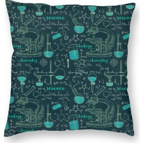 Old Laboratory With Microscope Tubes Formulas Cushion Cover Print Vintage Science Chemistry Floor Pillow Case for Living Room