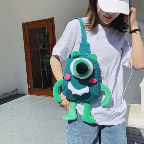 New Fashion Canvas Funny Round Female Chest Bag Designer Womens Zipper Shoulder Bag Cartoon Cute Crossbody Bag Shopper Purse