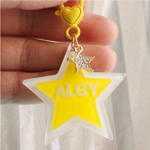 New Five Pointed Star Car Keychain Bag Pendant Lovely Peach Heart Keyring Diamond Star Alloy Acrylic DIY Decorative Accessories