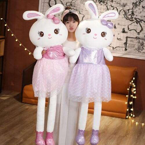 New Cute Rabbit Plush Toys Stuffed Animal Kawaii Bowknot Rabbit Toy Baby Kid Girls Sleeping Pillow Dress Rabbit Plush Pets Dolls