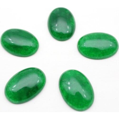 Wholesale 1pcs 18x25mm Natural stone green agates Oval cabochon no hole beads for jewelry making Clothes necklace accessories