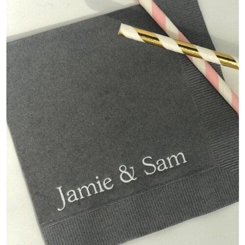 Personalized Napkins Wedding Anniversary Engagement Rehearsal Dinner Party Printed Cocktail Beverage Luncheon Dinner Guest Towel