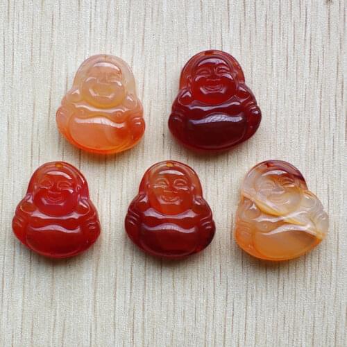 Fashion high quality natural red onyx handmade carved buddha pendants for jewelry making 5pcs/lot wholesale free shipping