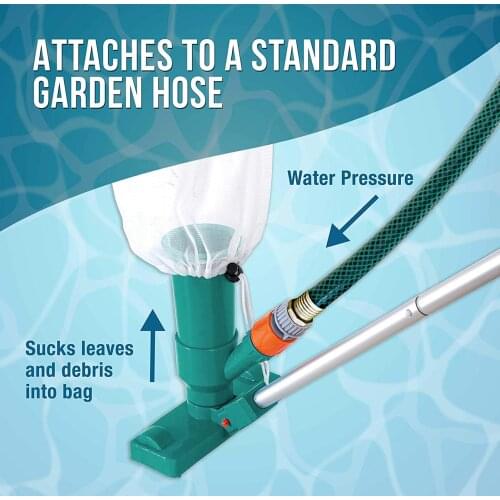 Portable Swim Pool Vacuum Underwater Cleaner With 5 Section Pole, Scrub Brushes, Leaf Bag For Above Ground Pools, Spas, Ponds
