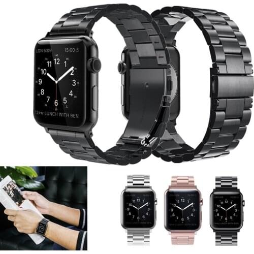 Band For Apple Watch 6 5 4 3 2 1 42mm 38mm 40MM 44MM Metal Stainless Steel Watchband Bracelet Strap for iWatch 5 Series accessor