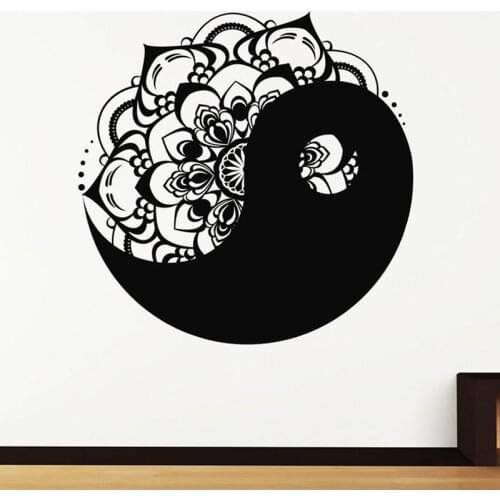 Yin Yang Symbol Wall Vinyl Decal Mandala Sticker Namaste Decals Boho East Decor For Bedroom Yoga Studio Moroccan Patten MT09