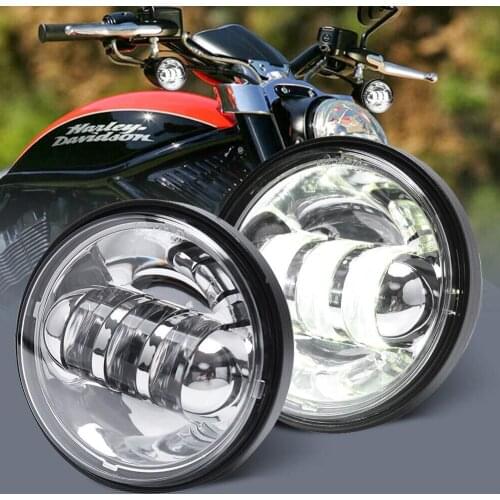 Harley LED Fogliht 4.5inch Motorcycle Chrome Black LED Foglamp Passing Auxiliary Light for Classic FLHR Road King LED Fog Light