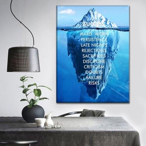 Success Inspiration Quote Canvas Painting Decor Iceberg Hidden Depths Wall Pictures For Home Decoration Posters And Prints