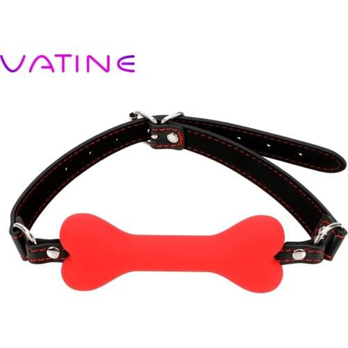 VATINE Mouth Plug Silicone Dog Bone Ball Gag Couples Flirting Sex Products Adult Games Leather Harness Mouth