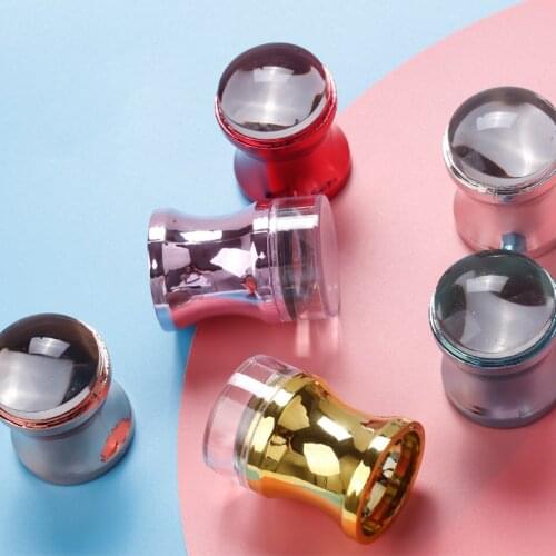 Mirror Nail Stamper Clear Silicone Head Manicure Scraper Polish Transfer Template Kits with Cap Nail Art Stamping Plate