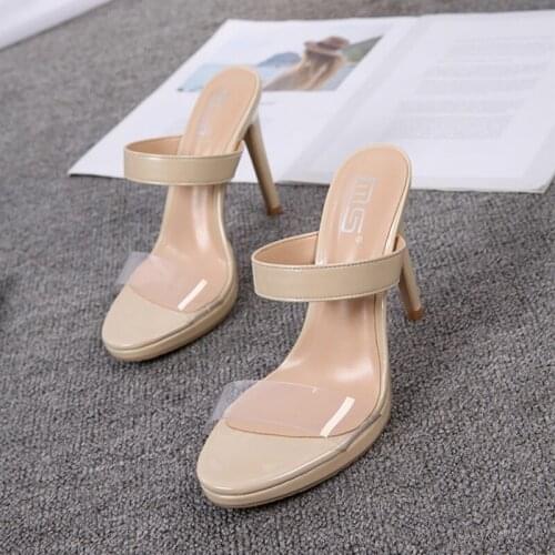 2021 New Summer Fashion Design Women Sandals A Line PVC Transparent Thin High heels Ladies Sandals Open Toe Female Sexy Shoes