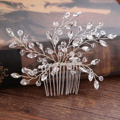 Gold/Silver Color Crystal Women Hair Combs Handmade Rhinestone Wedding Hair Accessories Full Crystal Combs for Bride